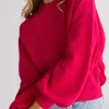 Ivy + Jack Motivation Raspberry Funnel Neck Fine Knit Jumper