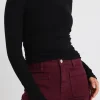 Among the Brave Muster Black Stretch Rouched Side Crew Top