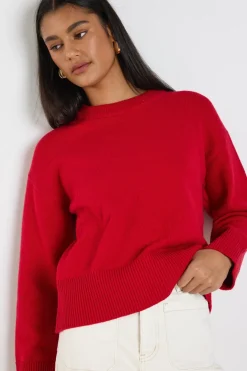 By Rosa. Negative Red Crew Neck Jumper