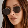 Le Specs Neptune Deux Gold Round Metal Sunglasses
