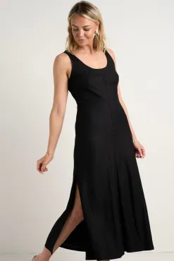 RE:UNION Label Nerve Black Sleeveless Scoop Neck Bias Maxi Dress