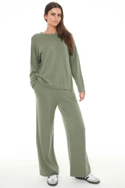 Huffer Neve Alpine Green Merino Knit Crew