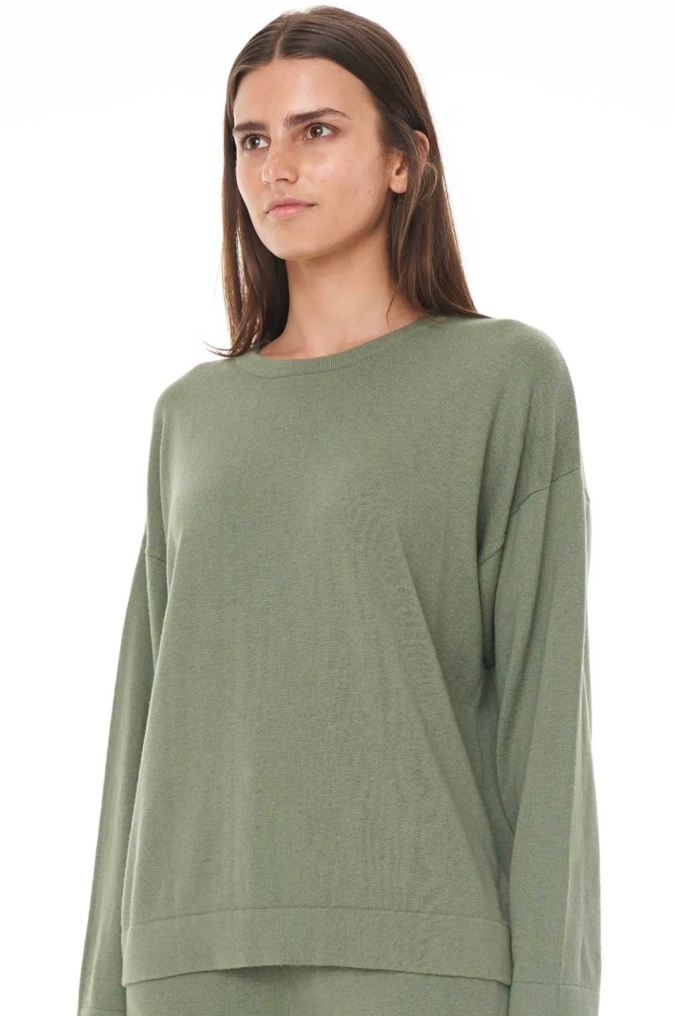 Huffer Neve Alpine Green Merino Knit Crew