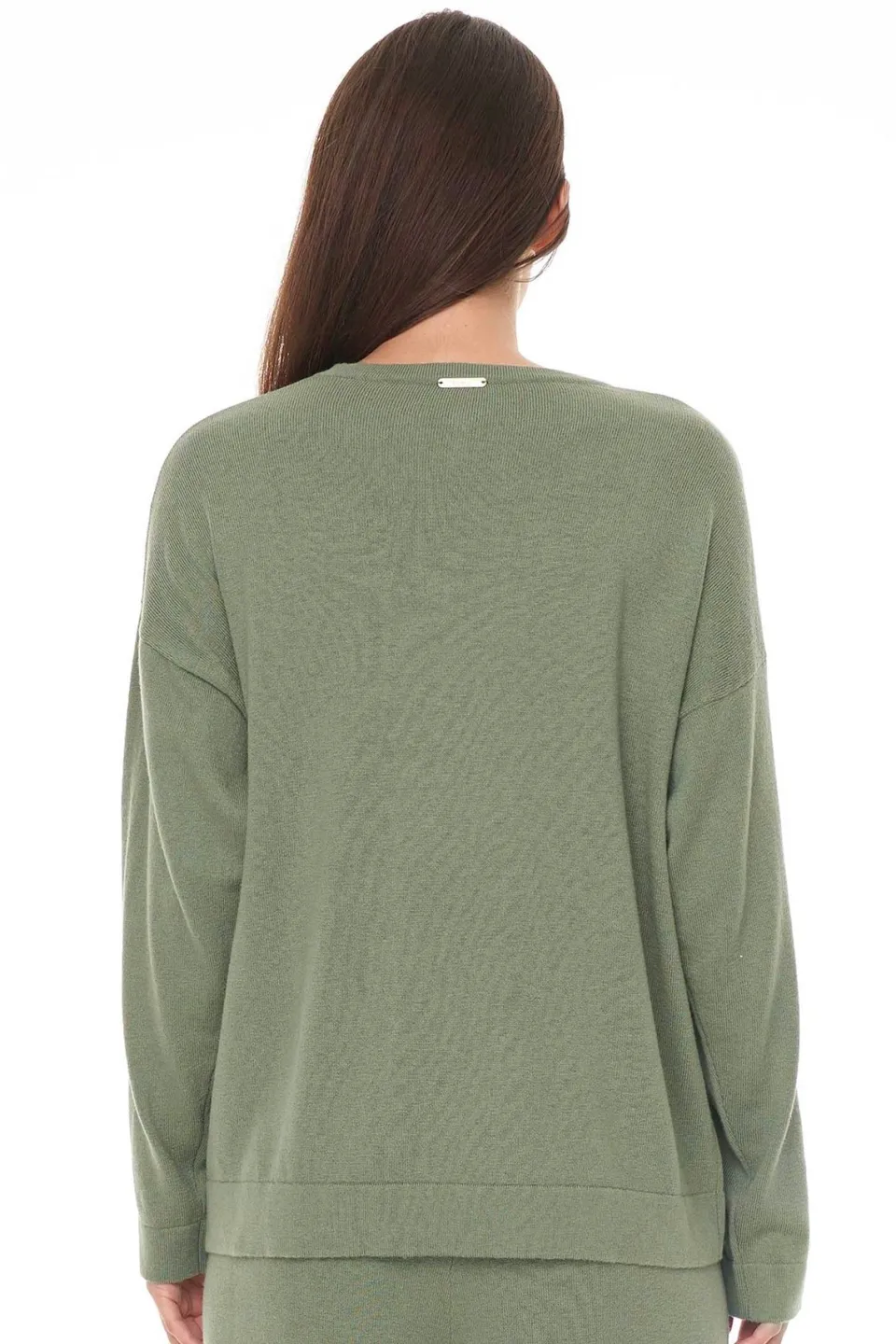 Huffer Neve Alpine Green Merino Knit Crew