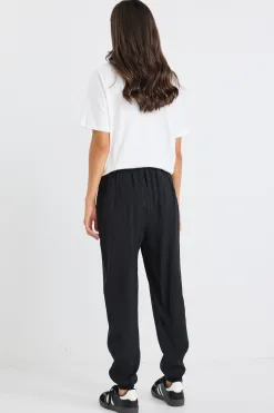 Among the Brave New Warrior Black Relaxed Drapey Drawstring Stretch Cuff Pant