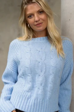Stories be Told Nexus Ice Blue Cable Knit Jumper