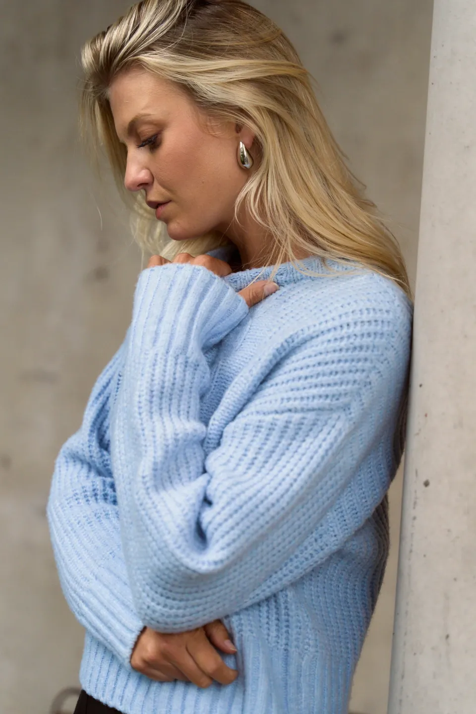 Stories be Told Nexus Ice Blue Cable Knit Jumper