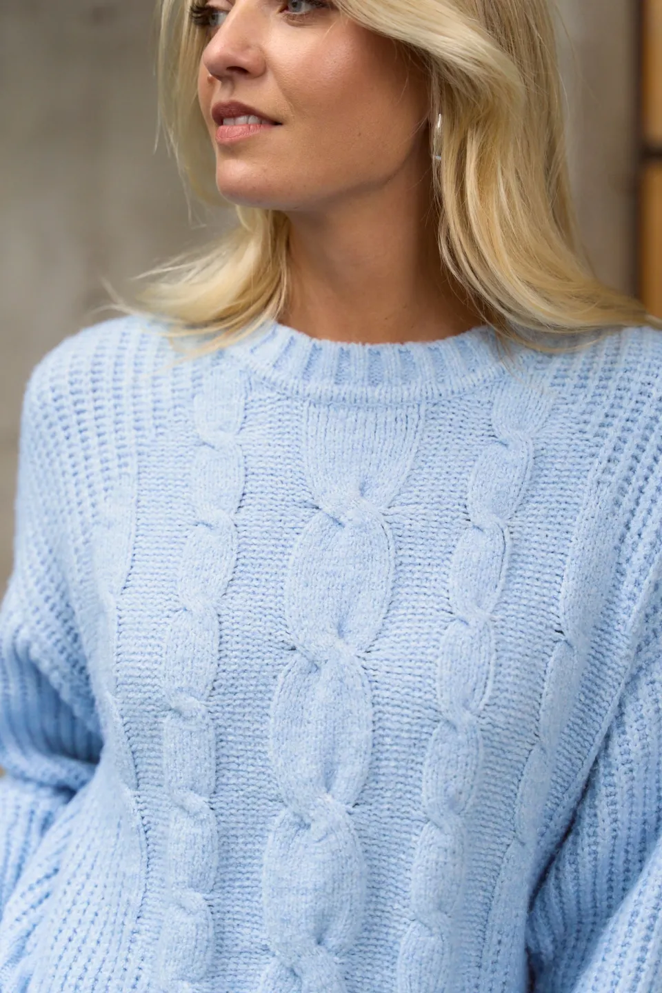 Stories be Told Nexus Ice Blue Cable Knit Jumper