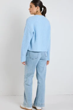 Stories be Told Nexus Ice Blue Cable Knit Jumper