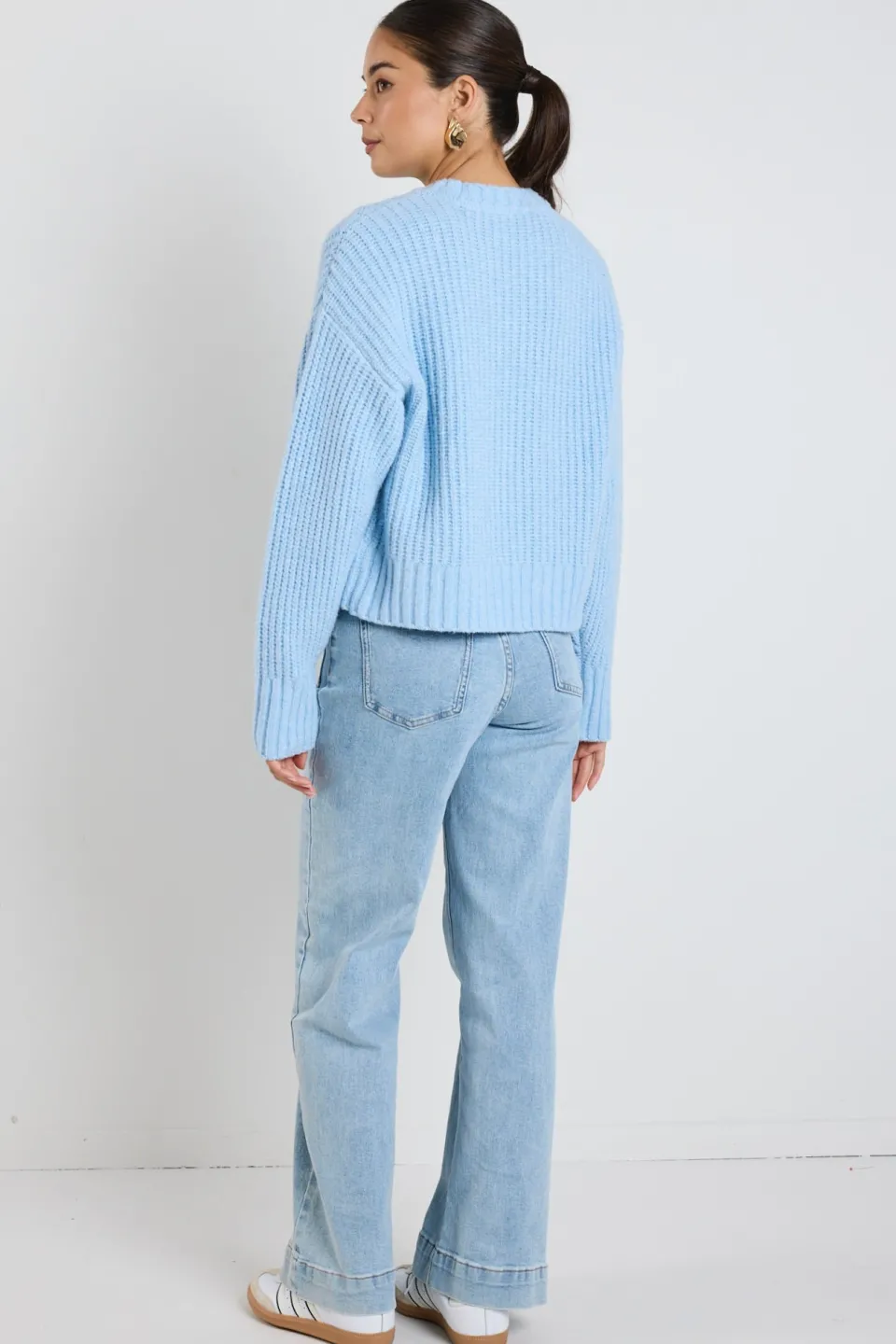 Stories be Told Nexus Ice Blue Cable Knit Jumper