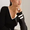 Stories be Told Nico Black Stripe LS V Neck Rib Knit Top