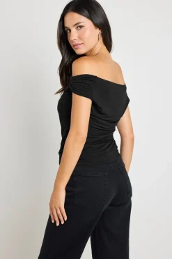 Stories be Told Nightlife Black Stretch Off Shoulder Top
