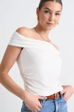 Stories be Told Nightlife Ivory Stretch Off Shoulder Top