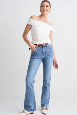 Stories be Told Nightlife Ivory Stretch Off Shoulder Top