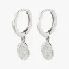 Pilgrim Nomad Coin Sleeper Earrings Silver