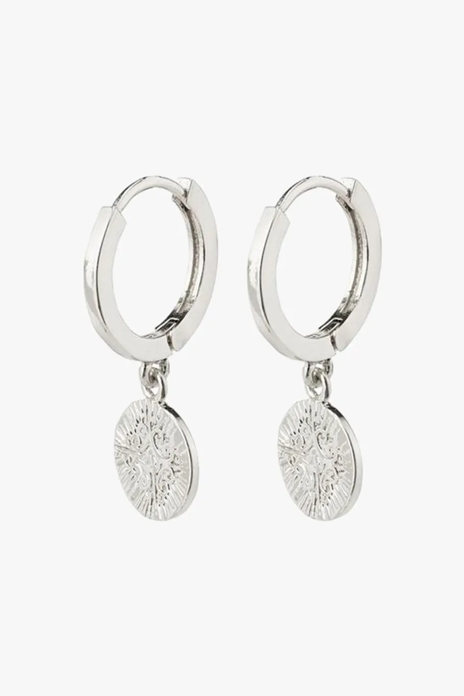 Pilgrim Nomad Coin Sleeper Earrings Silver