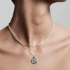 Pilgrim Nomad Double Chain Coin Pendant Necklace Silver