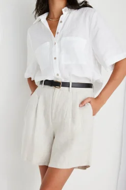 RE:UNION Label Nomadic Natural Linen Relaxed Structured Shorts