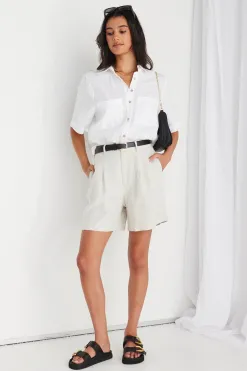 RE:UNION Label Nomadic Natural Linen Relaxed Structured Shorts
