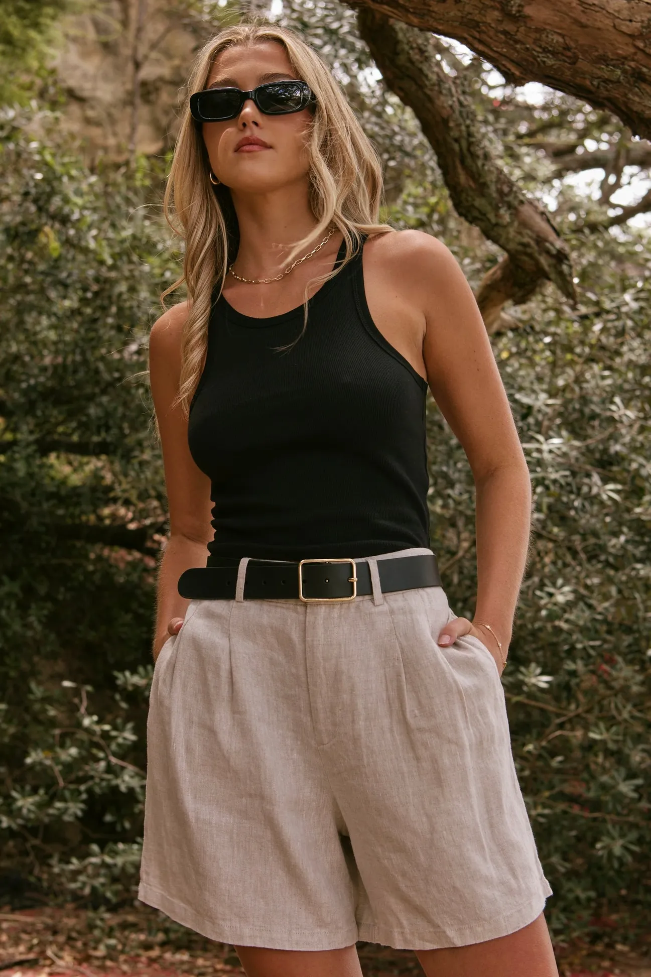 RE:UNION Label Nomadic Natural Linen Relaxed Structured Shorts