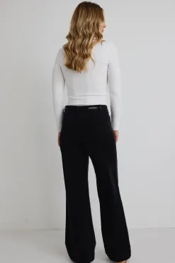 Among the Brave Oblique Cream Square Neck Rib LS Top