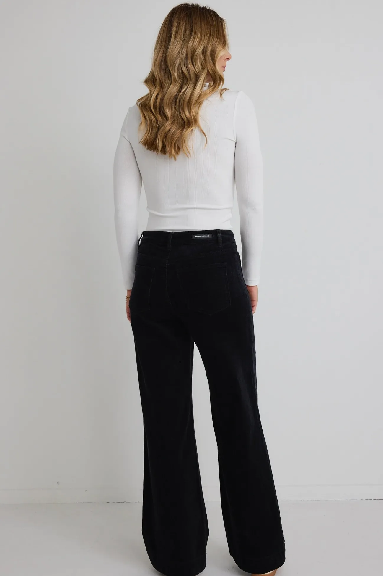 Among the Brave Oblique Cream Square Neck Rib LS Top