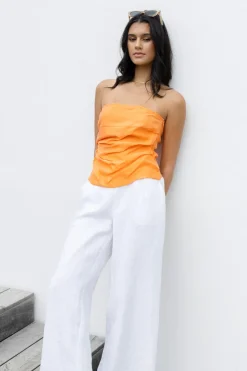 Among the Brave Observation Mandarin Cupro Strapless Top