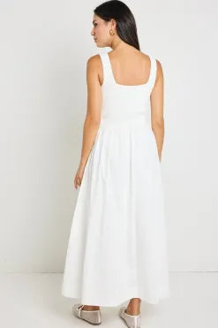 RE:UNION Label Obsidian Ivory Square Neck Contrast Midi Dress