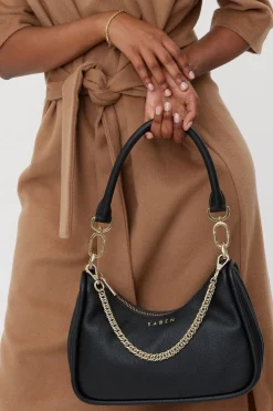 Saben Odette Black Handbag with Gold Chain Detail