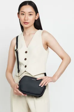 Saben Odile Black Suede Side Crossbody Bag