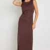 Among the Brave Olympic Chocolate Jersey Sleeveless Midi Dress