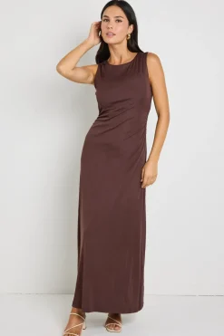 Among the Brave Olympic Chocolate Jersey Sleeveless Midi Dress