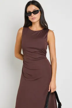 Among the Brave Olympic Chocolate Jersey Sleeveless Midi Dress