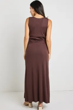 Among the Brave Olympic Chocolate Jersey Sleeveless Midi Dress