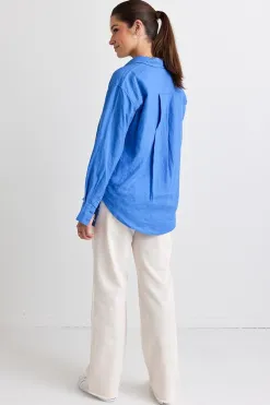 RE:UNION Label Optimum Bright Blue Linen Oversized Shirt