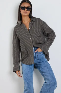 RE:UNION Label Optimum Khaki Stripe Linen Classic Shirt