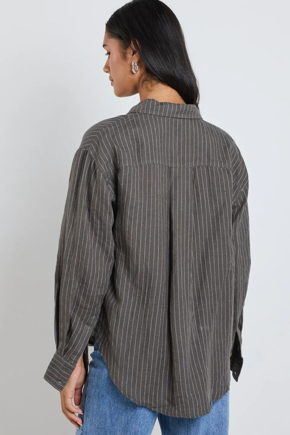 RE:UNION Label Optimum Khaki Stripe Linen Classic Shirt