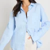 RE:UNION Label Optimum Light Blue Linen Oversized Shirt
