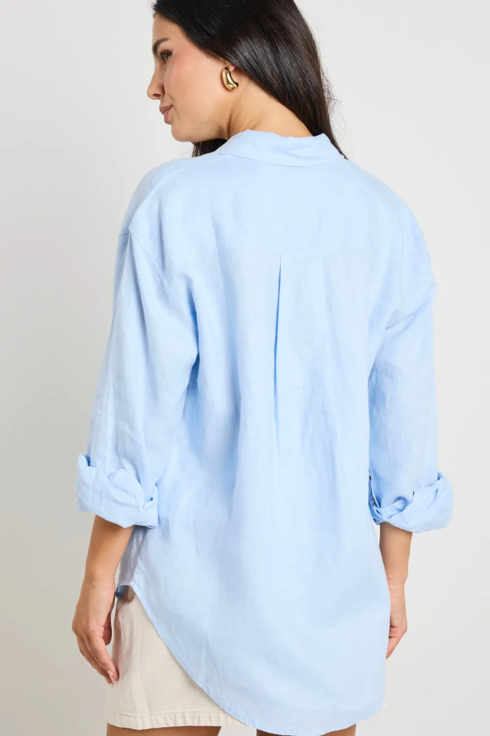 RE:UNION Label Optimum Light Blue Linen Oversized Shirt