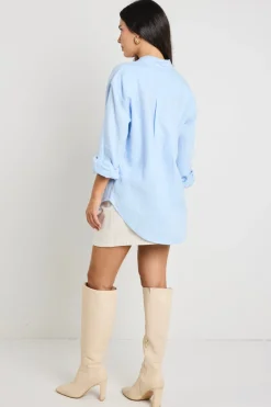 RE:UNION Label Optimum Light Blue Linen Oversized Shirt
