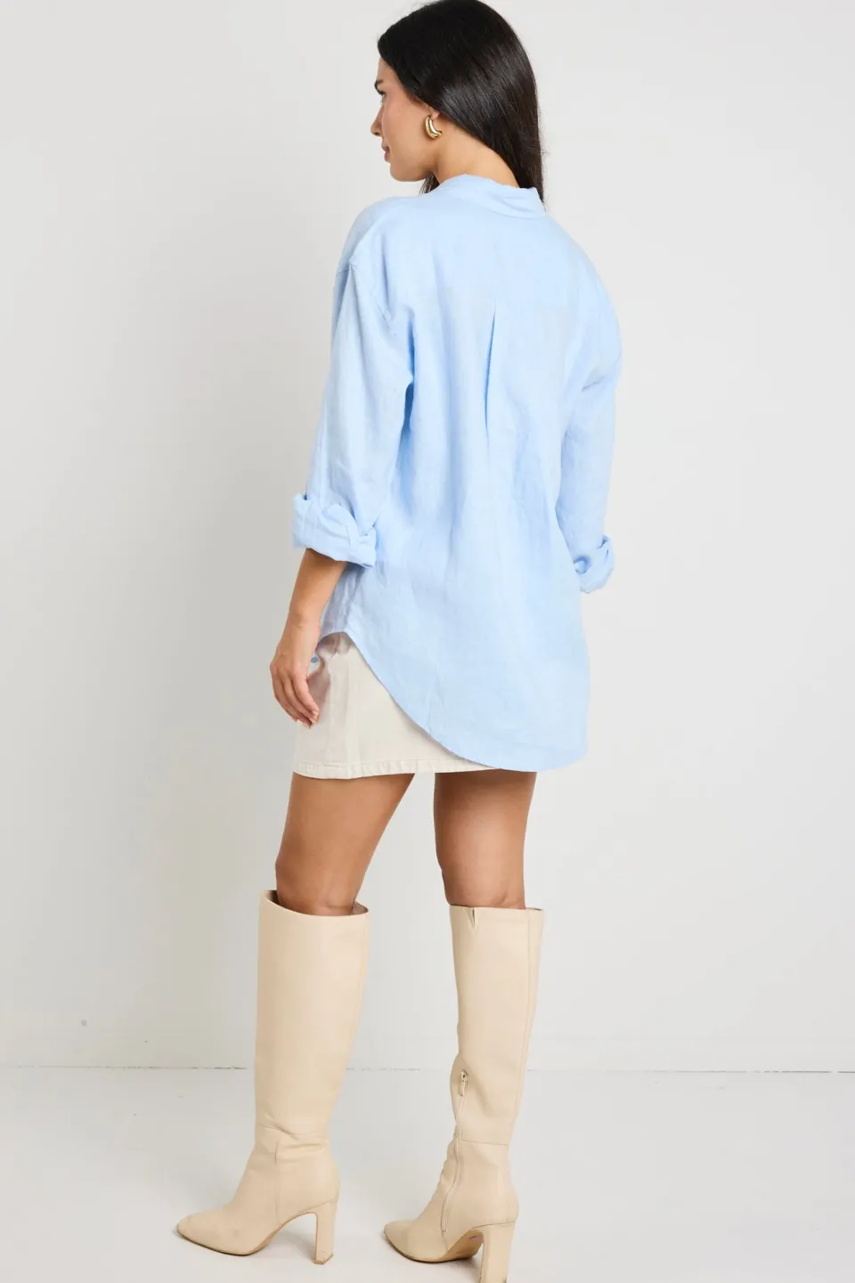RE:UNION Label Optimum Light Blue Linen Oversized Shirt