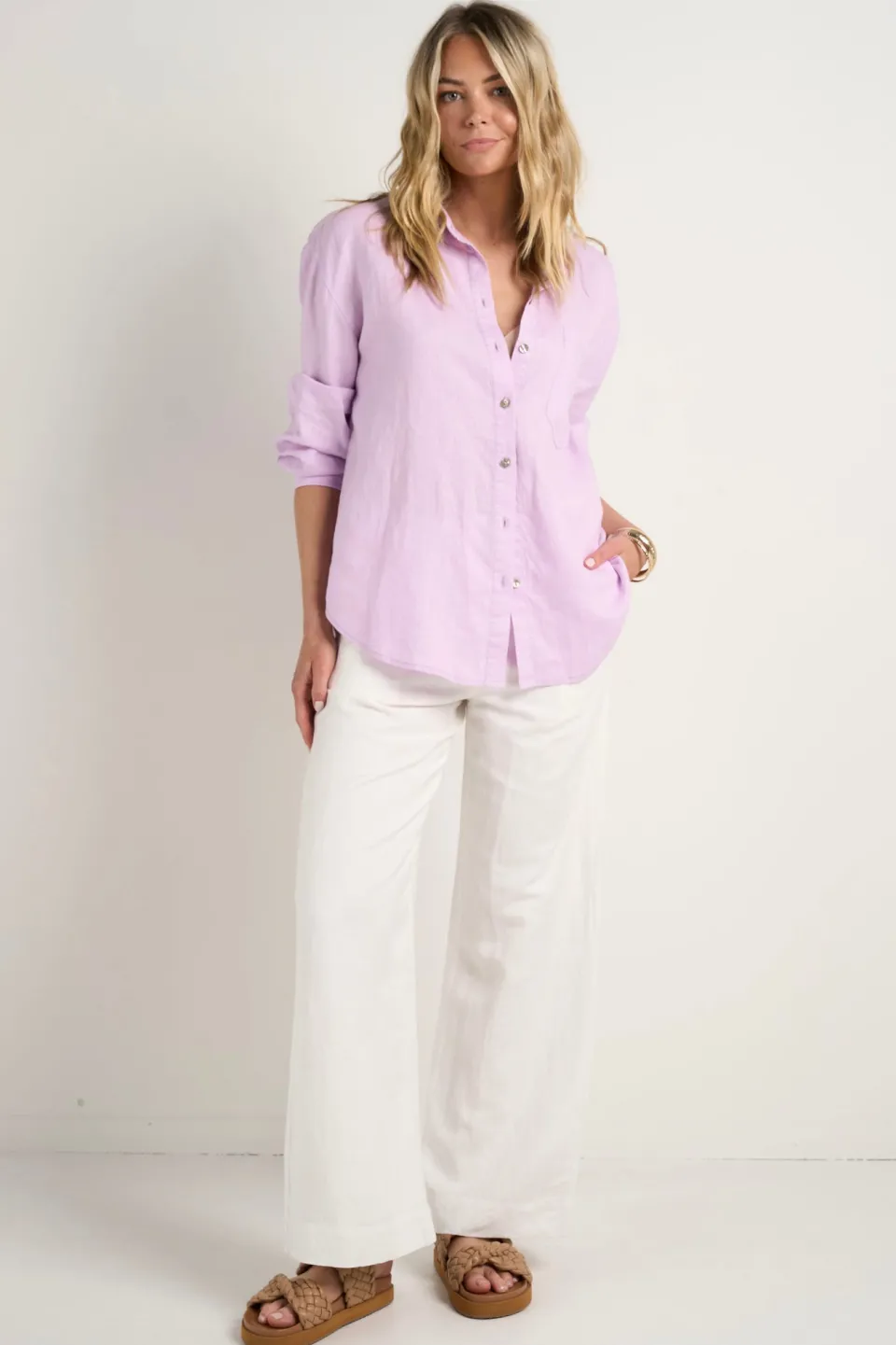 RE:UNION Label Optimum Lilac Linen Oversized Shirt