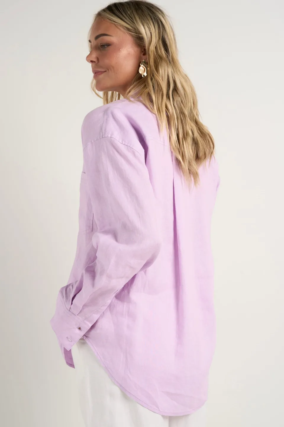 RE:UNION Label Optimum Lilac Linen Oversized Shirt