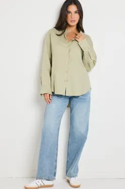 RE:UNION Label Optimum Pale Moss Linen Classic Shirt