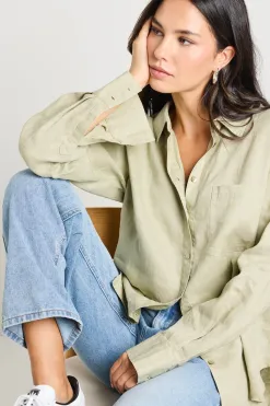 RE:UNION Label Optimum Pale Moss Linen Classic Shirt