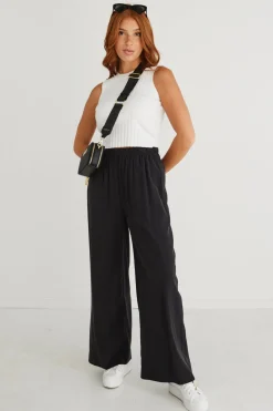 Stories be Told Opulent Luxury Black Pull On Wide Leg Pants