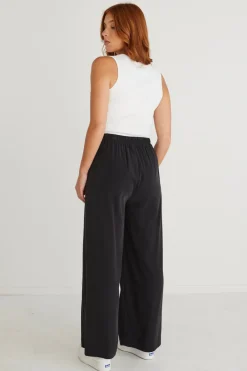 Stories be Told Opulent Luxury Black Pull On Wide Leg Pants