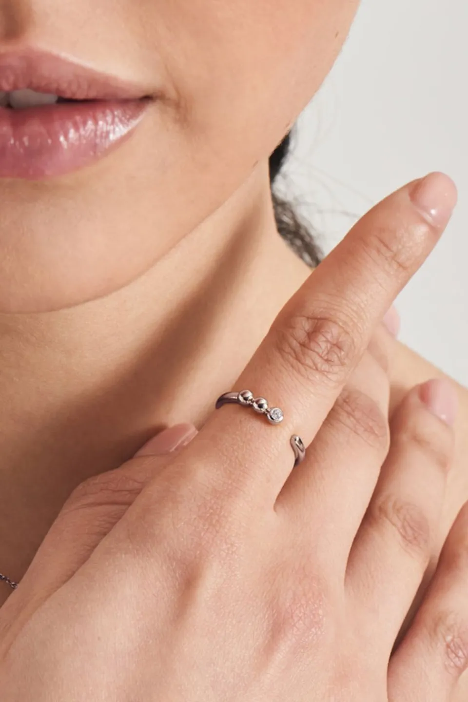 Ania Haie Orb Sparkle Adjustable EOL Silver Ring