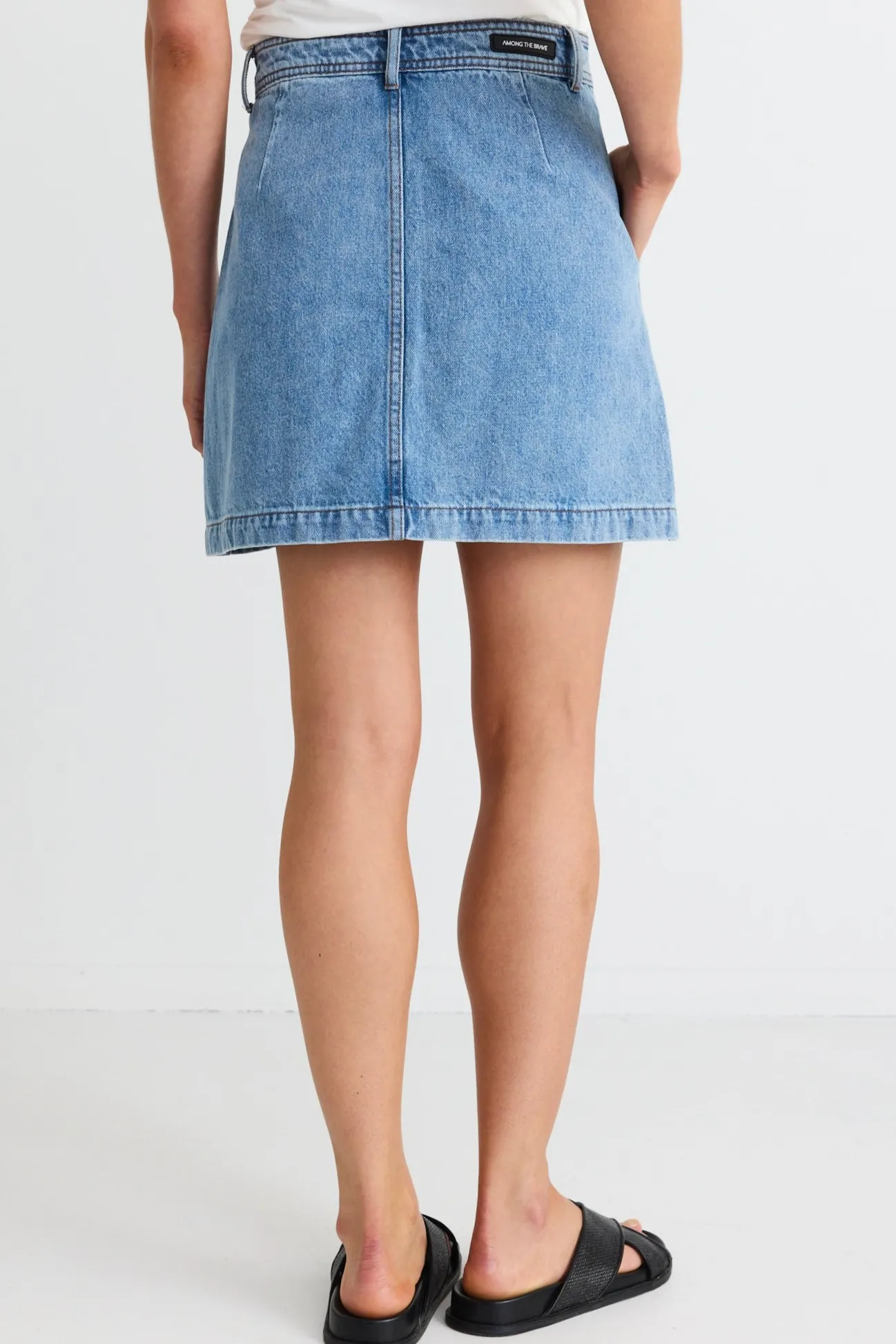 Ivy + Jack Orchard Mid Blue Pocket Front Denim Mini Skirt