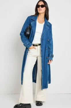 RE:UNION Label Origin Storm Blue Denim Trench Coat